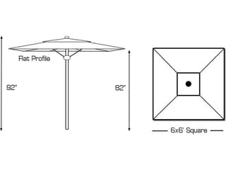 Galtech Quick Ship Commercial Aluminum 6 Foot Square Push Up Lift Outdoor Patio Umbrella