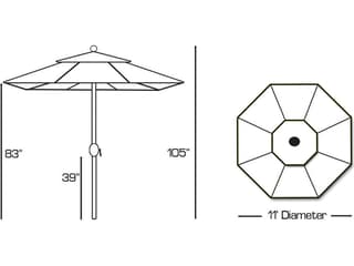Galtech Quick Ship Aluminum 11 Foot Octagon Auto Tilt Crank Lift Outdoor Umbrella