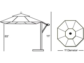 Galtech Quick Ship Cantilever Aluminum 11 Foot Octagon Easy Lift Offset Outdoor Patio Umbrella