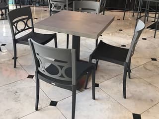 Grosfillex Moon Resin Titanium Gray/Charcoal Patio Dining Set