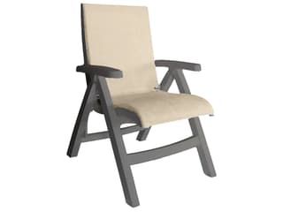 Jamaica Beach Sling Resin French Taupe Midback Folding Outdoor Lounge Chair in Straw