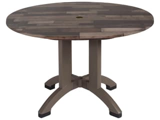 Atlanta Resin Shiplap Round Outdoor Patio Dining Table with Umbrella Hole