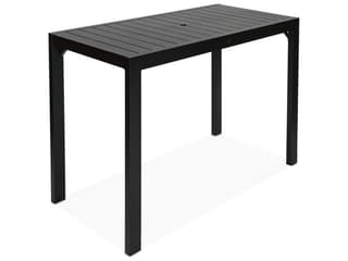 Harmonia Living Classic Aluminum Black 63"W x 30"D Rectangular Bar Table with Umbrella Hole