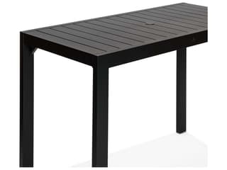 Harmonia Living Classic Aluminum Black 63"W x 30"D Rectangular Bar Table with Umbrella Hole