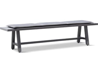 Harmonia Living Commons Aluminum Slate Trestle Dining Patio Bench