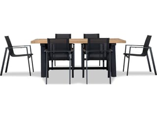 Harmonia Living Lift Aluminum Sling 7 Piece Reclaimed Teak Outdoor Dining Set