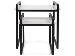 Howard Elliott Santiago Rectangular Marble Graphite White End Table