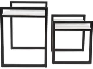 Howard Elliott Santiago Rectangular Marble Graphite White End Table