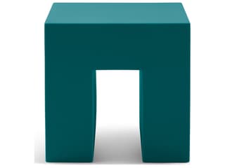 Heller Vignelli Cube Polyethylene Accent Table in Turquoise