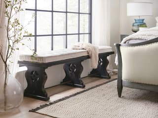 Hooker Furniture Ciao Bella Tuscan White Black Upholstered Accent Bench