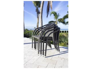 Hospitality Rattan Outdoor Ultra Grey Woven Stackable Dining Arm Chair