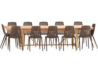 International Home Miami Amazonia Wood Resin Brown 13 Piece Rectangular Outdoor Patio Dining Set