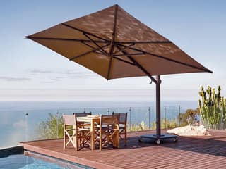 Jardinico JCP.4 10 x 14 Foot Crank Lift Infinite Tilt Rectangular Aluminum Outdoor Umbrella with base