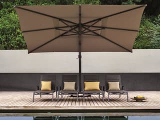 Jardinico JCP.4 10 x 14 Foot Crank Lift Infinite Tilt Rectangular Aluminum Outdoor Umbrella with base