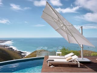 Jardinico JCP.4 10 x 14 Foot Crank Lift Infinite Tilt Rectangular Aluminum Outdoor Umbrella with base