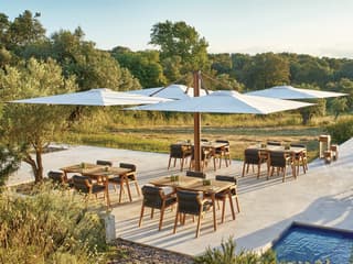 Jardinico Quad Sidepost Alu 10 Foot Three Canopy Outdoor Patio Umbrella