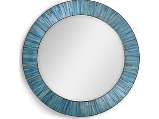 Jonathan Charles Jc Modern Azure Blue Straw Wall Mirror Round