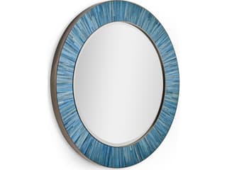 Jonathan Charles Jc Modern Azure Blue Straw Wall Mirror Round