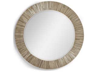 Terra Round Wall Mirror with Natural Straw Marquetry Frame