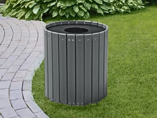 Frog Furnishings Recycled Plastic Standard Round 32 Gallon Hinged Door Receptacle