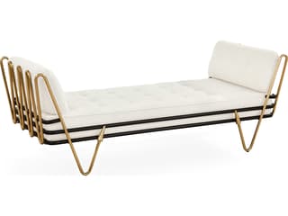 Maxime Polished Brass Black Olympus Oatmeal White Upholstered Daybed Bed