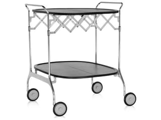 Gastone Folding Bar Cart Silver Black Chrome