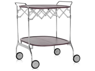 Gastone Folding Bar Cart in Purple Plum and Chrome