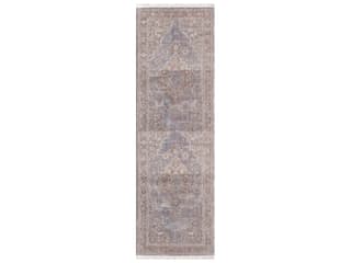 Adele Bordered Runner Area Rug in Grey Blush