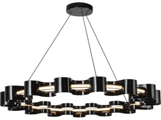 Nami Round LED Chandelier in Gloss Black with Frosted Diffuser