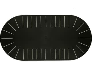 Lane Venture Winterthur Obsidian Black Aluminum Oval Double Pedestal Patio Dining Table with Umbrella Hole