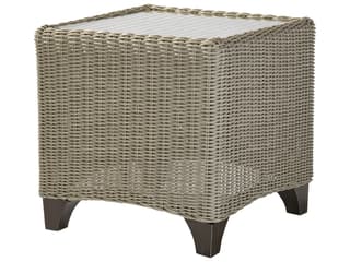 Requisite Wicker Square Glass Top Patio End Table