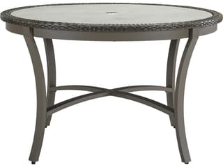 Lane Venture Oasis Ash Wicker Round Outdoor Patio Dining Table with Umbrella Hole