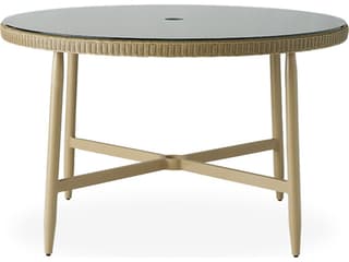 Fairview Wicker Round Glass Top Patio Dining Table with Umbrella Hole