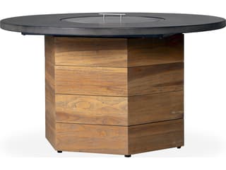 Lloyd Flanders Teak Antique Gray Hexagonal Patio Fire Pit Table