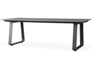 Universal Accessories Aluminum Rectangular Light Gray Corian Top Outdoor Patio Dining Table with Umbrella Hole