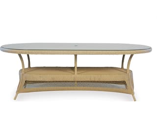 Lloyd Flanders Wicker Oval Outdoor Dining Table with Umbrella Hole