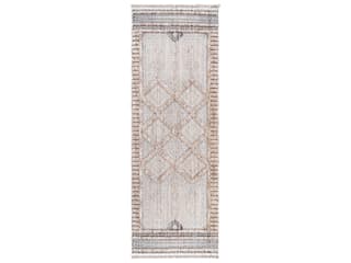 Zaragoza Bordered Runner Area Rug in Cream and Gray