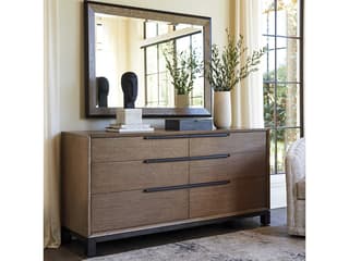 Lexington Zanzibar 6-Drawers Brown Double Dresser with Wall Mirror Set