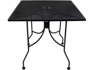 Meadowcraft Mesh Wrought Iron Square Outdoor Dining Table with Umbrella Hole