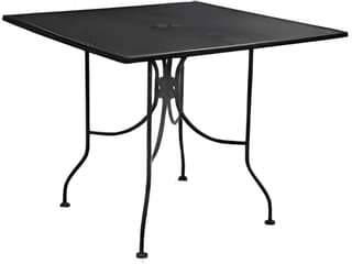 Meadowcraft Mesh Wrought Iron Square Outdoor Dining Table with Umbrella Hole