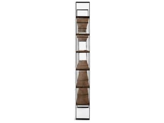 Mercana Taunton II 80L x 10.5W x 90H Dark Brown Wood And Black Iron Six Shelving Unit