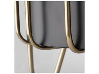 Mercana Pianta 13 x 21 Set of Two Black Metal Insert Brass Frame Plant Stands