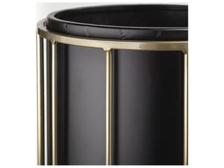 Mercana Pianta 13 x 21 Set of Two Black Metal Insert Brass Frame Plant Stands