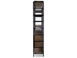 Mercana Darius 82L x 16.5W x 90H Medium Brown Wood and Metal Multi-Shelf Shelving Unit
