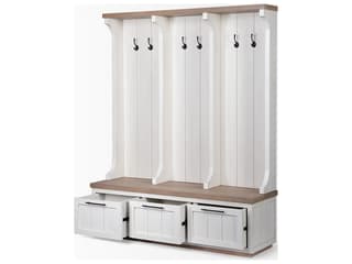 Mercana Fairview IV 61L x 17W White And Brown Wood With Storage Hall Tree