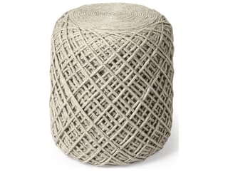Mercana Allium Oatmeal Handwoven Wool Cylindrical Pouf