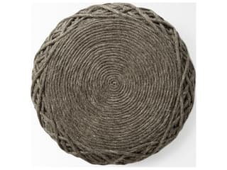 Mercana Allium Dark Brown Handwoven Wool Cylindrical Pouf