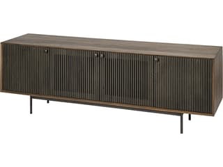 Mercana Grace I Two-Toned Brown Solid Wood TV Stand Media Console with Slated Doors, TV up to 82"