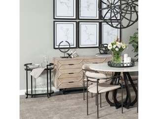 Mercana Eleonore Black Metal Frame Two-Tier w/Glass Shelves Bar Cart