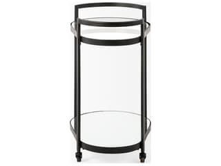 Mercana Eleonore Black Metal Frame Two-Tier w/Glass Shelves Bar Cart